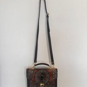 Elegant Brown and Black feather Handbag